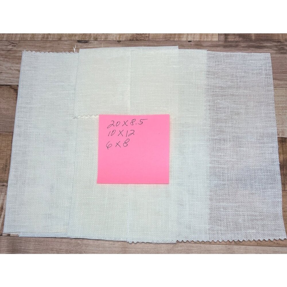 Set Of 3 Off White Linen Fabric Pieces For Cross Stitch 28 Count